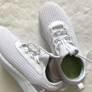Under Armor Sneakers, White with Glitter Laces